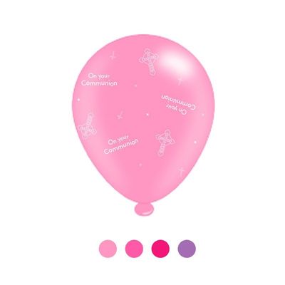 1st Communion Pink Mix Latex Balloons [6 Packs – 8 Each]