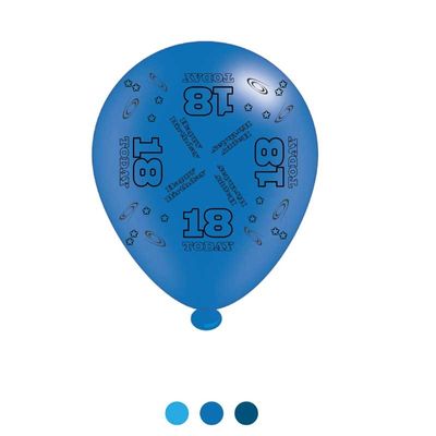 Age 18 Blue Birthday Latex Balloons x8