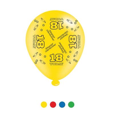 Age 18 Unisex Birthday Latex Balloons x8