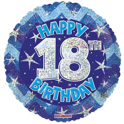 Blue Holographic Happy 18th Birthday Balloon [18 Inches]