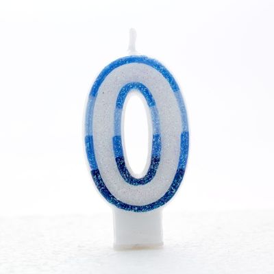 Blue Number 0 Candle