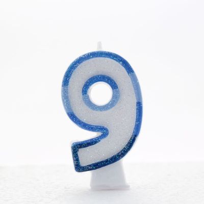 Blue Number 9 Candle