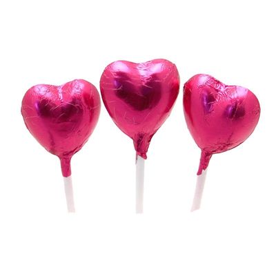 Hot Pink Foil Chocolate Heart Lollipop