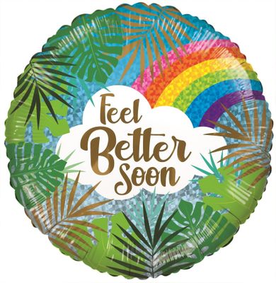ECO Balloon – Feel Better Soon Leaves & Rainbow (18 Inch)