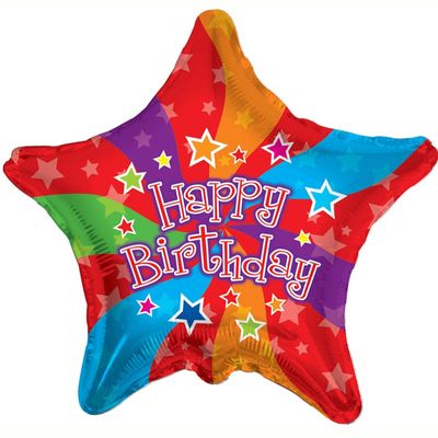 Happy Birthday Star Foil Balloon