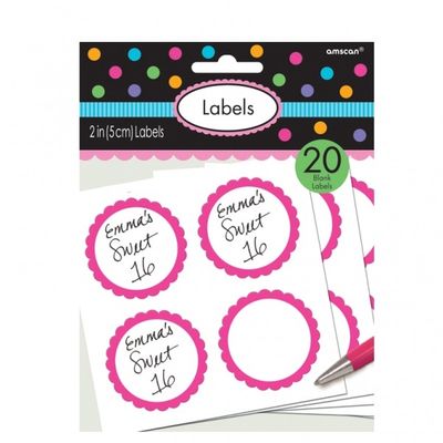 Hot Pink Scalloped Candy Labels