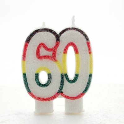 Multicolored Age 60 Candle