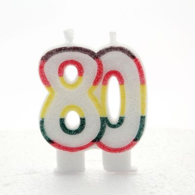 Multicolored Age 80 Candle