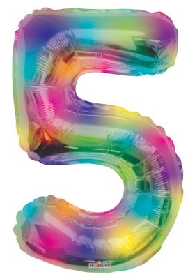 Rainbow Number 5 Balloon [34 Inches]