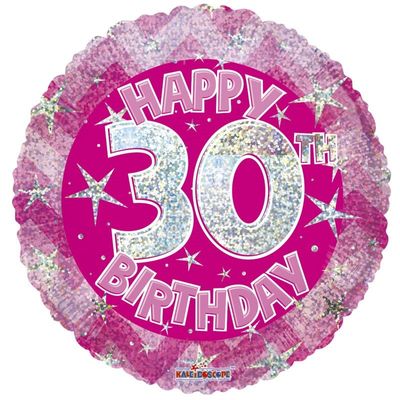 Pink Holographic Happy 30th Birthday Balloon [18 Inches]