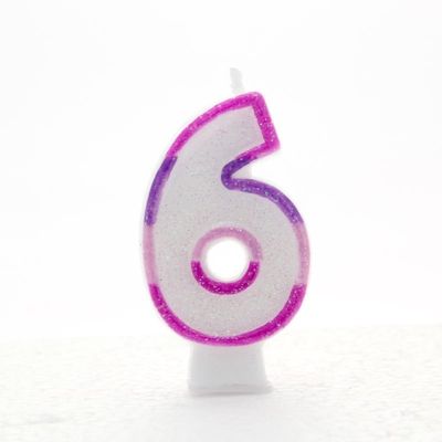 Pink Number 6 Candle