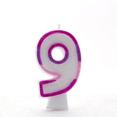 Pink Number 9 Candle