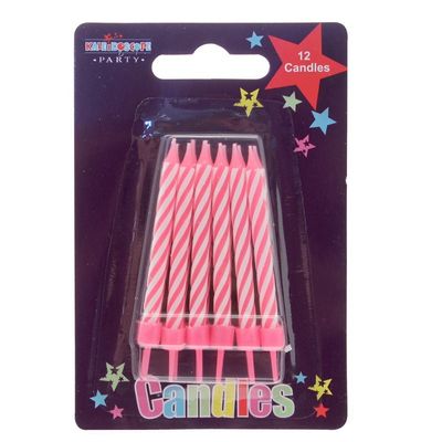 Pink Candy Stripe Candles