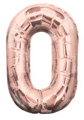 34″ Number Balloon – 0 – Rose Gold