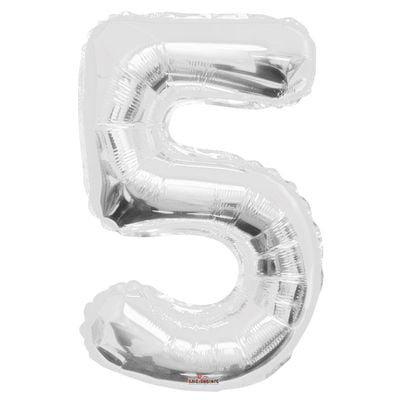 Silver Big Number 5 Balloon [34 Inches]