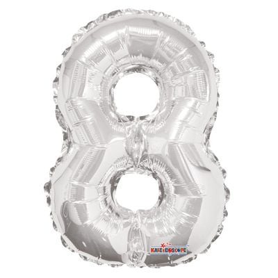 Silver Number 8 Balloon 14inch