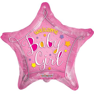Welcome Baby Girl Pink Star Foil Balloon