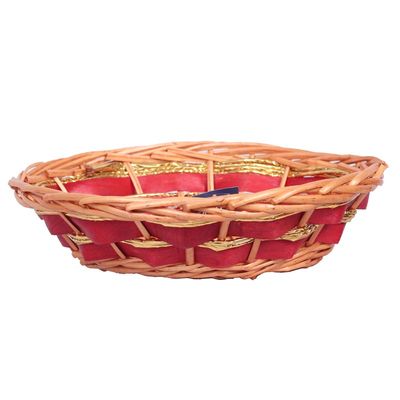 Round Tray with Red and Gold Ribbon