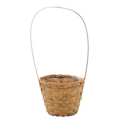 Round Bamboo Basket With Light Brown Stain