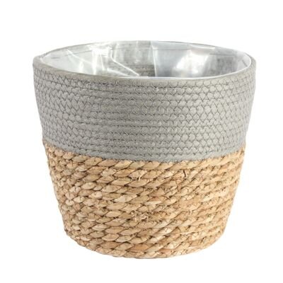 Round Two Tone Seagrass and Grey Paper Basket [23 cm]