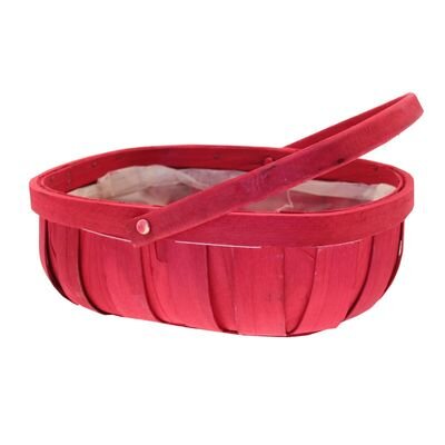 Red Softwood Trug With Folding Handle