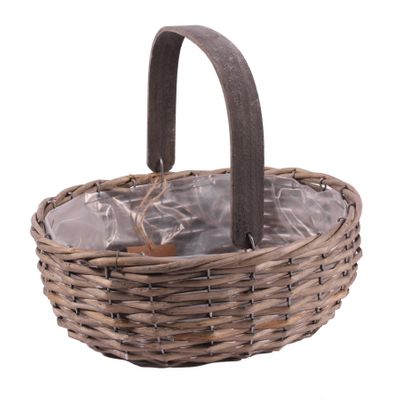 Brown Willow Trug Basket with Handle