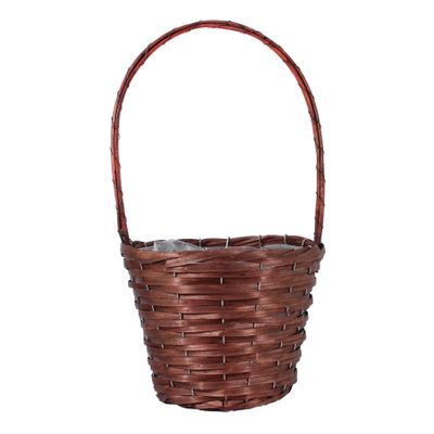 Round Woodhouse Nut Brown Basket with Handle [25 cm]