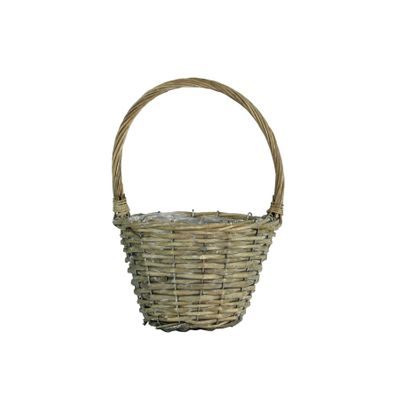 Round Grey Willow Basket with Handle [19 cm]