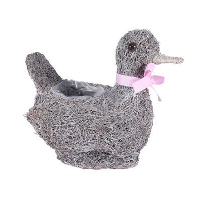 Salim White Wash Duck Planter with Pink Bow [23 cm]