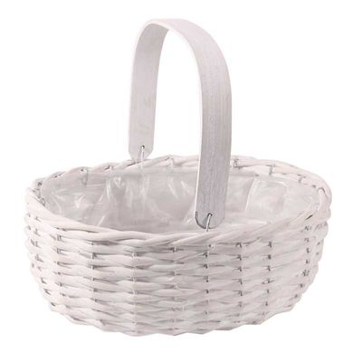 Whitewash Willow Trug Basket with Handle