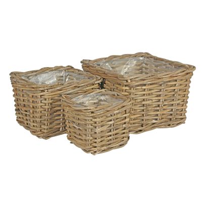 Square Baskets with Liners [Set of 3]
