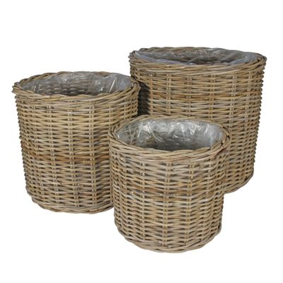 Cylinder Baskets with Liners [Set of 3]