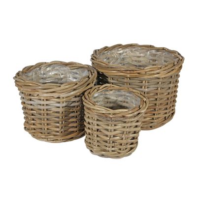 Round Baskets with Liners [Set of 3]