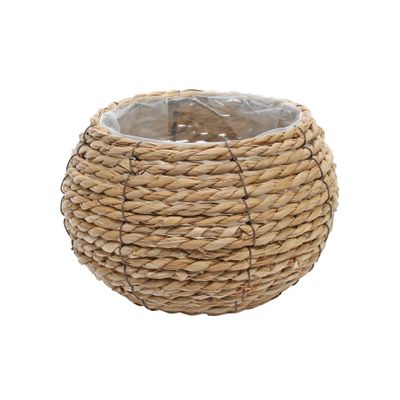 Small Round Grass Basket with Internal Metal Frame [18 cm]