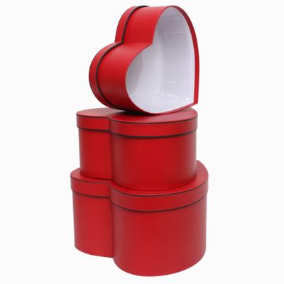 Red Heart with Black Trim Hat Box Set (x3)
