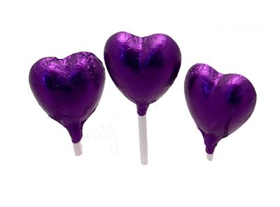 Purple Foil Chocolate Heart Lollipop