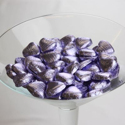 Lilac Foil Chocolate Hearts