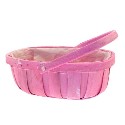 Pink Softwood Trug With Folding Handle