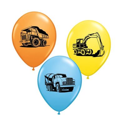 Construction Trucks Latex Balloons 25pk