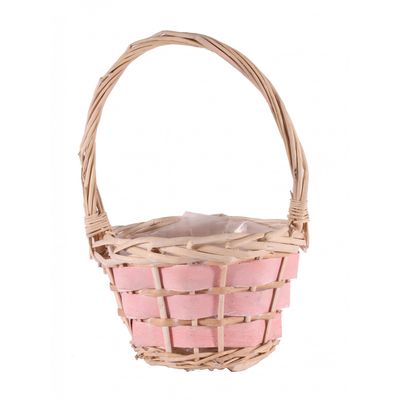 Round Wood Chip Pink Basket [28 cm]