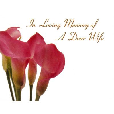 In Loving Memory Dear Wife Pink Calla Lily Sympathy Card (x50)