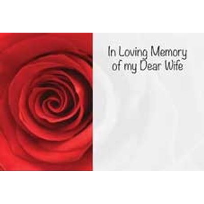 In Loving Memory Dear Wife Red Rose Sympathy Card (x50)