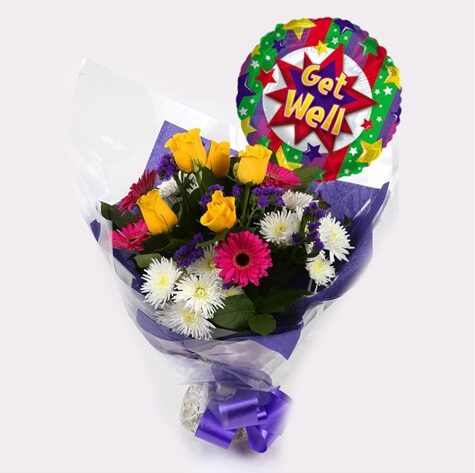 Get Well Balloon & Starburst Bouquet
